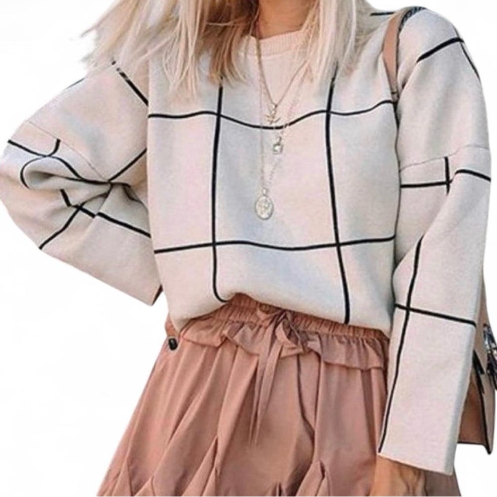 Chicwish grid crewneck sweater